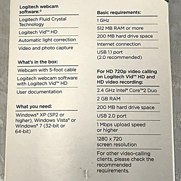 Logitech C270 HD Webcam for Video Calling & Photo Capture w/Built-in Mic USB 2.0 - Picture 11 of 12